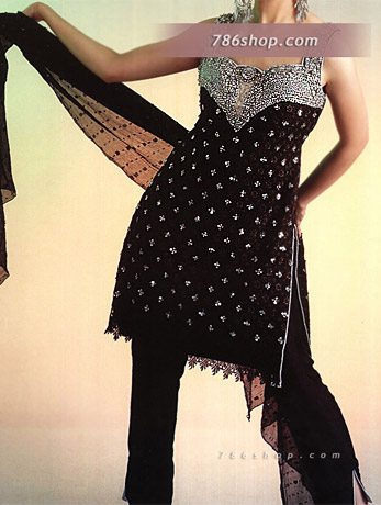  Black Chiffon Suit | Pakistani Party Wear Dresses USA- Image 1