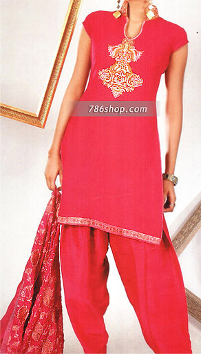  Pink Silk Suit  | Pakistani Party Wear Dresses- Image 1