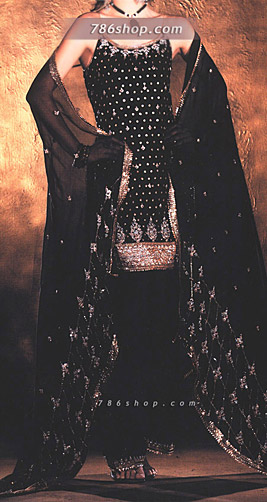  Black Chiffon Suit | Pakistani Party Wear Dresses USA- Image 1