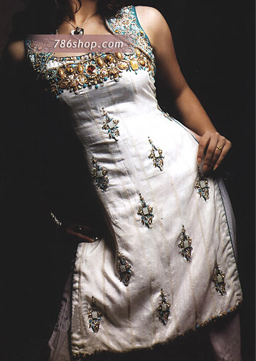  White Silk Suit | Pakistani Party Wear Dresses USA- Image 1