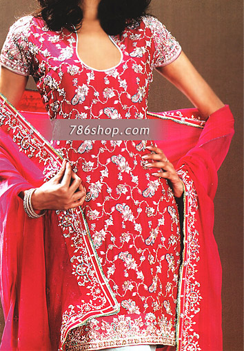  Hot Pink Chiffon Suit | Pakistani Party Wear Dresses USA- Image 1
