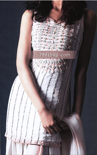  Off-white Chiffon Suit | Pakistani Party Wear Dresses- Image 1