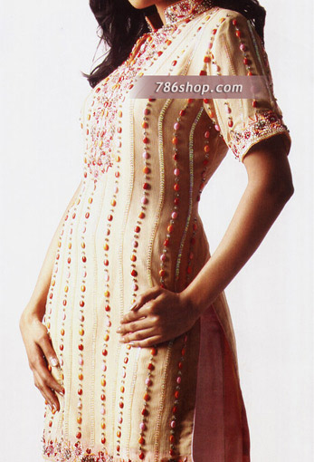  Light Golden Chiffon Suit | Pakistani Party Wear Dresses USA- Image 1
