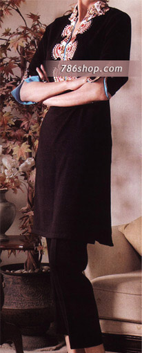  Black Georgette Trouser Suit | Pakistani Party Wear Dresses USA- Image 1