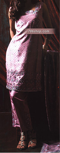  Pink Silk Trouser Suit | Pakistani Party Wear Dresses- Image 1