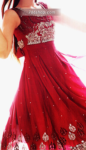  Red Chiffon Suit | Pakistani Party Wear Dresses- Image 1