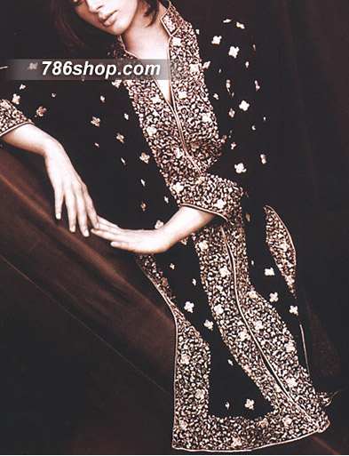  Black Chiffon Trouser Suit | Pakistani Party Wear Dresses- Image 1