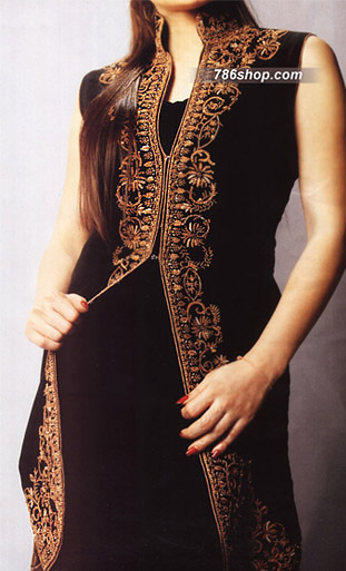  Black Chiffon Suit  | Pakistani Party Wear Dresses- Image 1