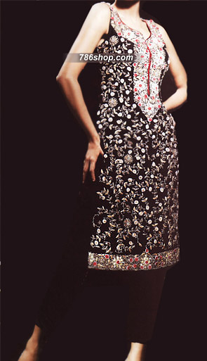  Black Chiffon Suit  | Pakistani Party Wear Dresses USA- Image 1