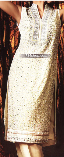  Light Golden Silk Suit | Pakistani Party Wear Dresses- Image 1