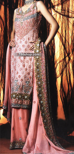  Pink Chiffon Suit | Pakistani Party Wear Dresses USA- Image 1