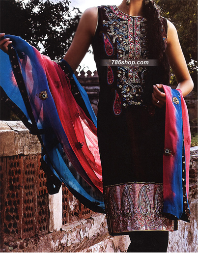 Black Chiffon Suit | Pakistani Party Wear Dresses USA- Image 1