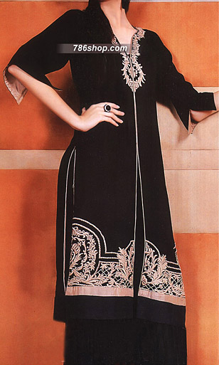  Black Chiffon Suit     | Pakistani Party Wear Dresses- Image 1