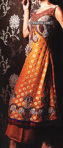  Mustard Chiffon Suit     | Pakistani Party Wear Dresses USA- Image 1