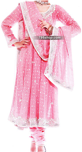  Pink Jamawar Chiffon Suit     | Pakistani Party Wear Dresses- Image 1