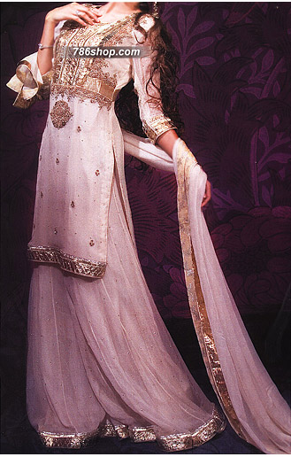  White Chiffon Lehnga     | Pakistani Party Wear Dresses USA- Image 1