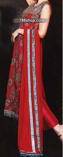  Red Chiffon Suit  | Pakistani Party Wear Dresses USA- Image 1