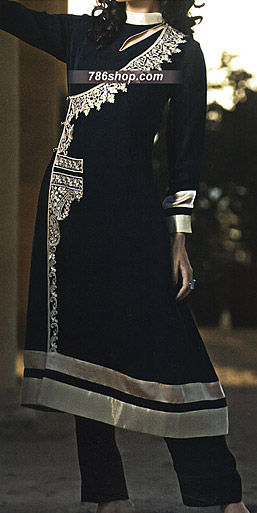  Black Chiffon Suit  | Pakistani Party Wear Dresses- Image 1