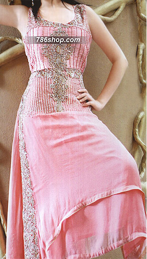  Pink Chiffon Suit  | Pakistani Party Wear Dresses- Image 1