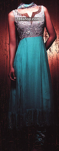  Sea Green Chiffon Suit | Pakistani Party Wear Dresses USA- Image 1