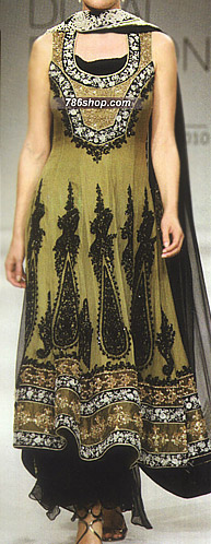  Mehndi Green Chiffon Suit  | Pakistani Party Wear Dresses- Image 1