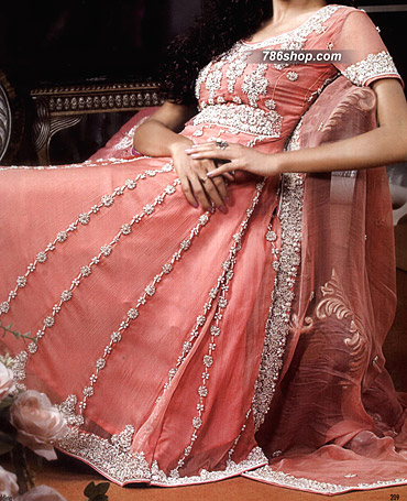  Pink Chiffon Suit  | Pakistani Party Wear Dresses- Image 1