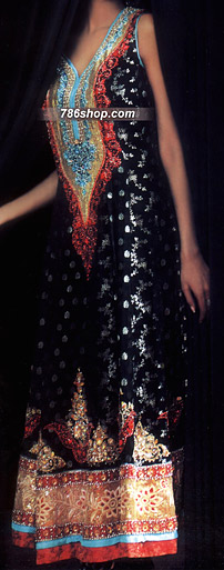  Black Jamawar Zarri Suit | Pakistani Party Wear Dresses- Image 1