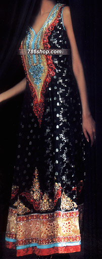  Black Jamawar Zarri Suit | Pakistani Party Wear Dresses USA- Image 1