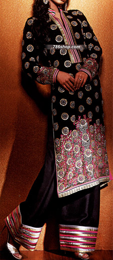  Black Chiffon Suit  | Pakistani Party Wear Dresses- Image 1