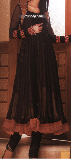  Dark Brown Chiffon Suit | Pakistani Party Wear Dresses USA- Image 1