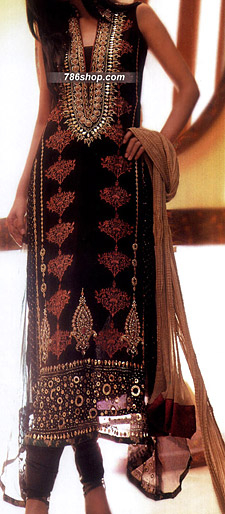  Black Chiffon Suit | Pakistani Party Wear Dresses USA- Image 1