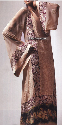  Beige Crinkle Suit | Pakistani Party Wear Dresses USA- Image 1