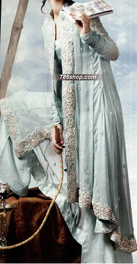  Sea Green Chiffon Suit | Pakistani Party Wear Dresses- Image 1