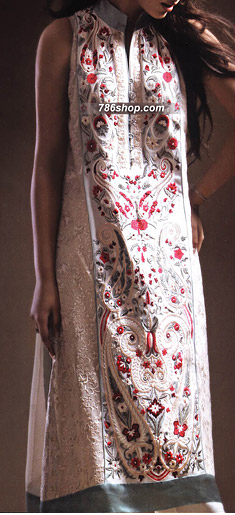  Off-White Chiffon Suit | Pakistani Party Wear Dresses- Image 1