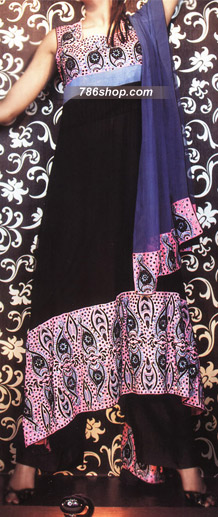  Black/Pink Chiffon Suit  | Pakistani Party Wear Dresses- Image 1