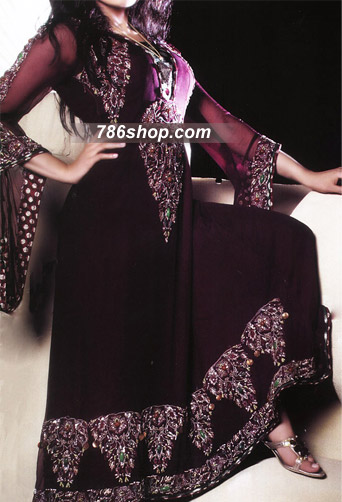 Dark Purple Chiffon Suit | Pakistani Party Wear Dresses