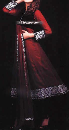  Red Chiffon Suit | Pakistani Party Wear Dresses USA- Image 1