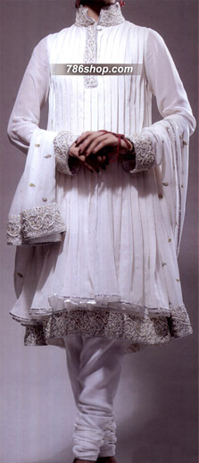  White Chiffon Suit | Pakistani Party Wear Dresses- Image 1