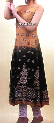  Mustard/Dark Green Chiffon Suit | Pakistani Party Wear Dresses USA- Image 1