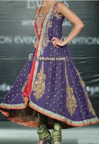  Blueberry Jamawar Zari Suit   | Pakistani Party Wear Dresses- Image 1