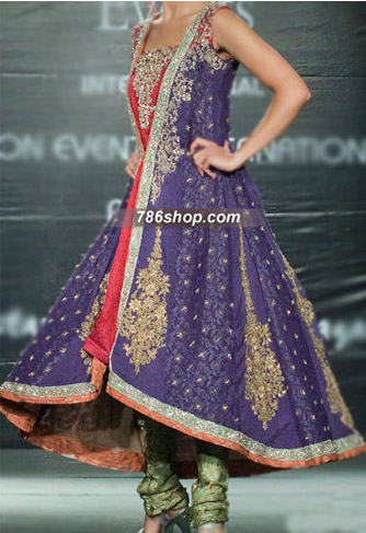  Blueberry Jamawar Zari Suit   | Pakistani Party Wear Dresses USA- Image 1