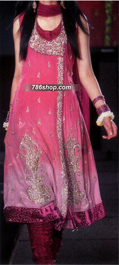  Hot Pink Chiffon Suit | Pakistani Party Wear Dresses USA- Image 1