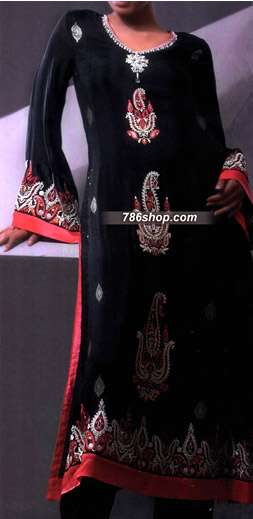  Black Chiffon Suit  | Pakistani Party Wear Dresses- Image 1