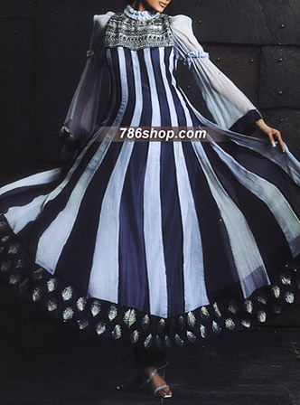  Blue Chiffon Suit  | Pakistani Party Wear Dresses USA- Image 1