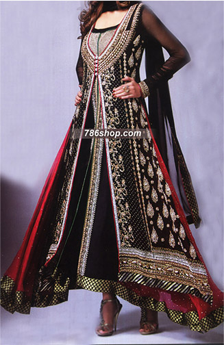  Black Chiffon Suit  | Pakistani Party Wear Dresses- Image 1