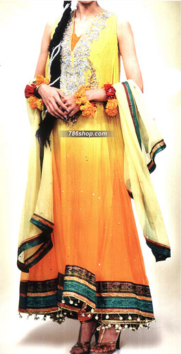  Yellow Chiffon Suit  | Pakistani Party Wear Dresses- Image 1