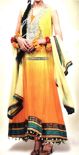  Yellow Chiffon Suit  | Pakistani Party Wear Dresses USA- Image 1