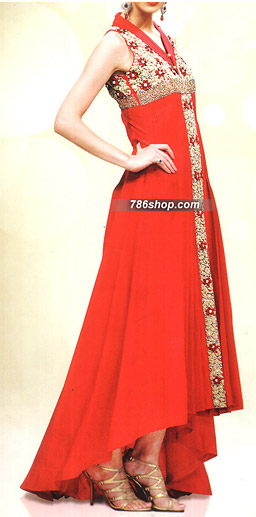  Red Chiffon Suit | Pakistani Party Wear Dresses- Image 1