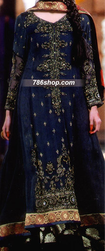  Teal Chiffon Suit | Pakistani Party Wear Dresses- Image 1