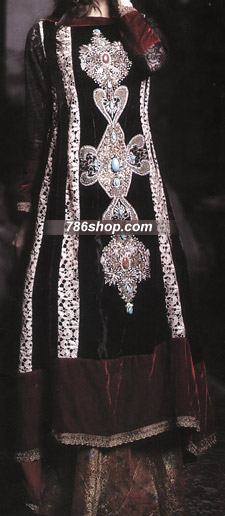  Black Velvet Suit  | Pakistani Party Wear Dresses USA- Image 1
